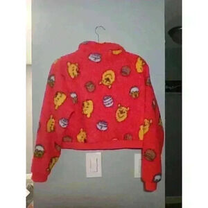 Disney‎ Winnie The Pooh Fuzzy Half-Zipper Juniors Sweater Medium